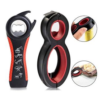 MAEXUS 6 in 1 Multi Opener Jar Opener, 5 in 1 Bottle Can Opener Set, Seal Soda Lid Twist Grips, EZ Off Jar Opener for Chef Kids Kitchen Gift International Workers' Day Halloween Christmas Party