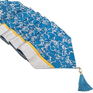 HomeyHo Abstract Jacquard Luxury Patchwork Dinning Room Table Runner Floral Summer Decorative Kitchen Table Runners Washable Modern Design Dinner Table Runner 13 x 71 Inch Blue