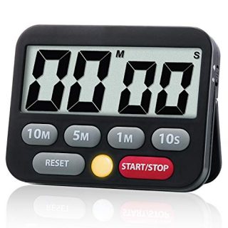 Quickloong Kitchen Countdown Timer, Digital Cooking Timer, Loud and Mute Optional, Magnet LCD Display, Count Up and Down Timer for kids, Adults(Black)