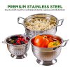 Ovente Stainless Steel Deep Colander 3 Piece Kitchen Strainer Set - Image 5