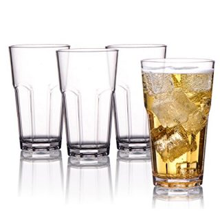 MICHLEY Unbreakable Water Glasses 12 Oz, 100% Tritan Plastic Tumbler Drinking Glasses For Juice Beer and Cocktail, BPA-free, Dishwasher safe, Set of 4