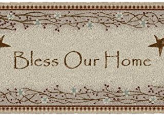 Brumlow Mills Bless Our Home Berry Blossoms Floral Welcome Door Mat or Kitchen and Home Décor Area Rug, 20"x44", Rectangle, Deep Red