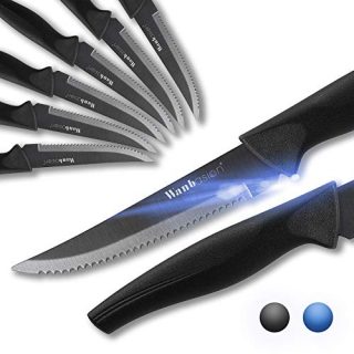 Wanbasion 8-Piece Steak Knife Set Dishwasher Safe, Steak Knife Set Stainless Steel, Kitchen Steak Knife Set Sharp - Scratch Resistant & Rust Proof