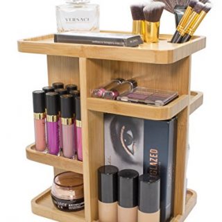 Sorbus 360° Bamboo Cosmetic Organizer, Multi-Function Storage Carousel for Makeup, Toiletries, and More — Great for Vanity, Desk, Bathroom, Bedroom, Closet, Kitchen