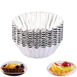 OBTANIM Stainless Steel Mini Tart/Pie Pans, 3 Inch Small Tart/Pie Pan Portuguese Tart Baking Mold Mini Tart/Pie Tins for Baking Supplies, Set of 20