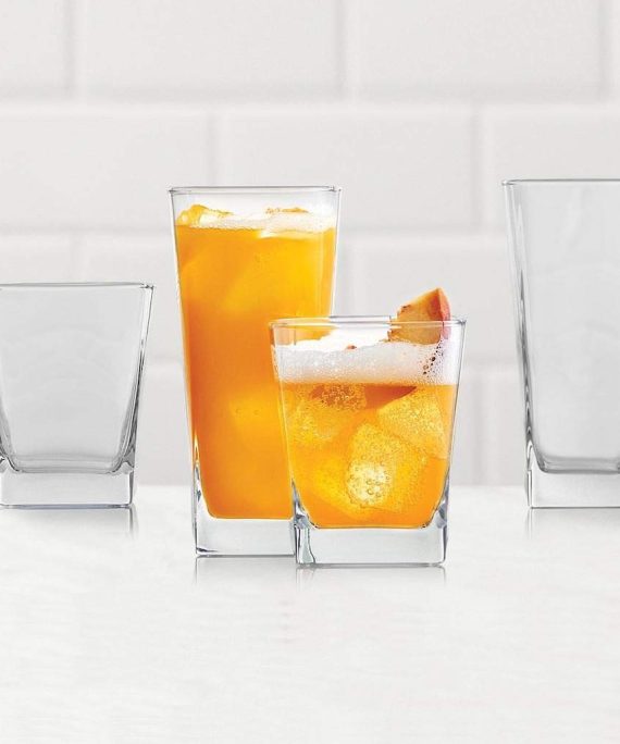 Elegant Drinking Glasses Set of 8, Glassware Set Includes 4 Highball Glasses, 4 Rocks Glasses Heavy Base Glass Cups for Water, Juice, Beer, Wine, and Cocktails
