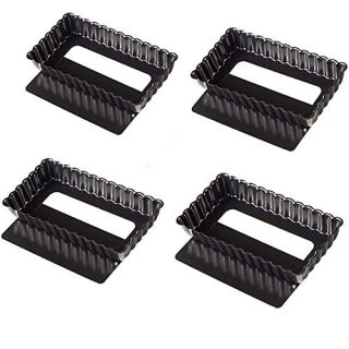 Webake 4 Pack Mini Tart Pans with Removable Bottom, Rectangular Baking Pan Non-Stick Cake Tin for Oven and Insta Pot Baking
