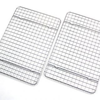 Checkered Chef Cooling Racks For Baking - Quarter Size - Stainless Steel Cooling Rack/Baking Rack Set of 2 - Oven Safe Wire Racks Fit Quarter Sheet Pan - Small Grid Perfect To Cool and Bake