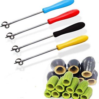 4 Pcs Zucchini Squash Cucumber Corer Vegetable Corers Drill Stainless Steel Core Remover Coring Tool Kitchen Stuffed Vegetables Veggies Seed Remover Tools Remove Seeds Eggplant 10" Long Gadgets
