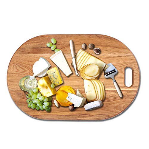 LUX LOVE LIFE LUXURY American Oak Wood Oversized Serving Board | Large Cheese Board | Charcuterie Board for Serving Cheeses, Meats, Crackers, and Wine | Unique Gift (Oval Board)