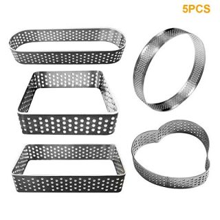 Stainless Steel Tart Ring, 5 Pack Cake Mousse Ring Mousse Mold Baking Dessert Ring Tools for Pastry Cake Mousse Pancake