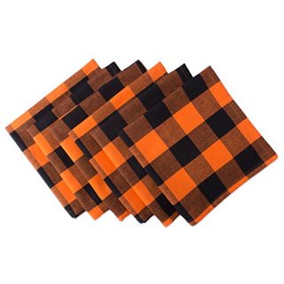 DII Classic Buffalo Check Tabletop Collection for Family Dinners, Special Occasions, Barbeques, Picnics and Everyday Use, 100% Cotton, Machine Washable, Napkin Set, 20x20, Orange & Black 6 Count
