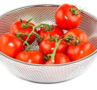 GRAN Stainless Steel Micro-Perforated Colander Kitchen Strainer Sieve with Handle - Large 5 Quart Bowl - Pasta, Rice, Fruit, Vegetable Drainer