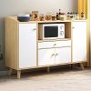 Menaka Wooden Kitchen Storage Cabinet Sideboard Cupboard and Buffet Table with Door and Drawers Microwave Shelf, Living Room Entryway Utility Cabinet for Unit Storage Organiser