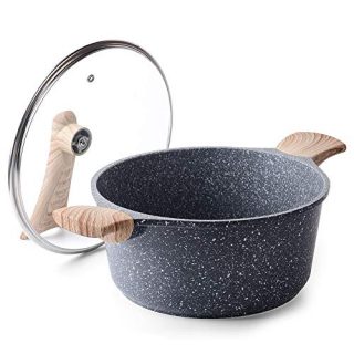 Caannasweis Nonstick Cookware, Stone Nonstick Coating Casserole Dish with lid, Cooking Soup Pan Saucepan with Granite Coating, (9.5 inch/4.8 QT)