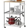 Finnhomy 3-Tier Wire Rolling Kitchen Cart, Food Service Cart - Image 2