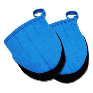 Oven Mitts Neoprene Oven Gloves Heat Resistant Pot Holders Mini Oven Mitt Non-Slip Potholders Pinch Grips for Kitchen Cooking Baking BBQ,1 Pair, Blue,10.25Inch