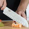 XYj Stainless Steel Kitchen Knives Set, Fruit Paring Utility Santoku Chef - Image 3