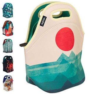 Art of Lunch by ARTOVIDA Insulated Neoprene Lunch Bag for Women, Men and Kids - Reusable Soft Lunch Tote for Work and School - Design by Budi Kwan (Indonesia) - The Ocean, The Sea, The Wave