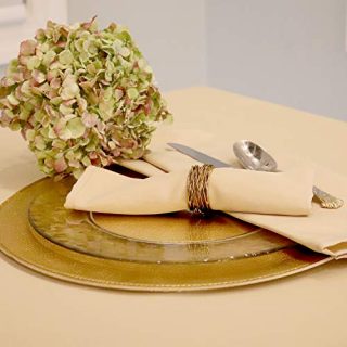 Kadut Cloth Napkins - 17 x 17 Inch Beige Solid Washable Polyester Dinner Napkins - Set of 12 Napkins with Hemmed Edges - Great for Weddings, Parties, Holiday Dinner & More
