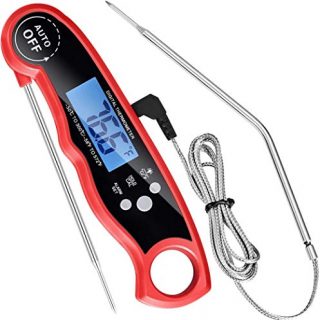 NKG Meat Thermometer Instant Read for Grilling – Instant Read Food Thermometer – Dual Probe Digital Kitchen Thermometer – LCD Display – Alarm, Magnet Function and Wide Probe – Includes Extra Battery