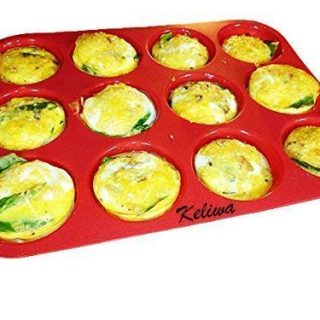 keliwa's 12 - Cup Silicone Muffin - Cupcake Baking Pan/Non - Stick Silicone Mold/Dishwasher - Microwave Safe
