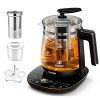 ICOOKPOT Multi-Use Electric Kettle Borosilicate Glass Tea Maker and Programmable Control Panel Base, Includes Filter, Egg Cooker and Yogurt Box, Keep Warm Function Water Pot Kettle, Black