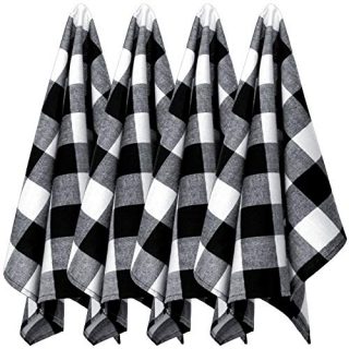 4 Pack Buffalo Plaid Dish Towels Cotton