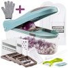 Multiple Vegetable Onion Chopper Mandoline Slicer - Food Cutter, Dicer, Grater, Shredder - No BPA Kitchen Gadgets, Tools and Accessories - Durable Stainless Steel Blades - Non-Slide Rubber Lid