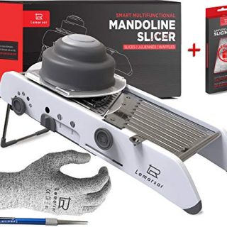 Ultra Sharp ADJUSTABLE MANDOLINE SLICER cutter chopper and grater 18 in 1 VEGETABLE slicer mandolin FRUIT slicer waffle FRY cutter PROFESSIONAL mandoline FOOD SLICER WITH cut GLOVES & SHARPENER 3 itm