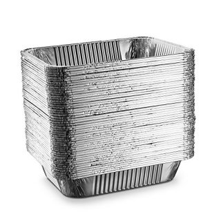 [50 Pack - 9"x13"] Basix Disposable Aluminum Foil Meal Prep Cookware Half Size Pans, Oven, Toaster, Grill, Cooking, Roasting, Broiling, Baking, Event, Take Out, Restaurant