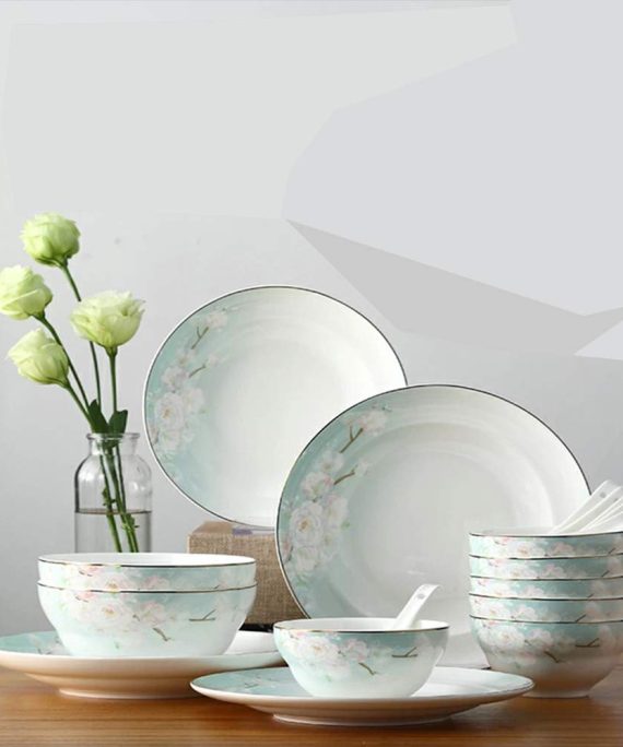 Songfa 18-Piece Kitchen Dinnerware Set SF-0692 for 6, Dishes, Bowls, Spoons, Bone China