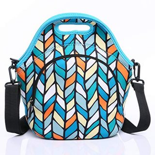 AllFlash Neoprene Lunch Bag, Reusable Insulated Thermal Lunch Bag Small Neoprene Lunch Box Carry Case Handbags Tote for Kids, Girls, Boys and Women (Leaves, Leaves)