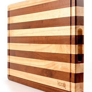PREMIUM - The Most Beautiful Two-Tones Chopping Block and Cutting Board! Unique Butcher's Block (Extra Large - 19.5” by 14” and 1.5” thick) - Luxury Cheese Board too.