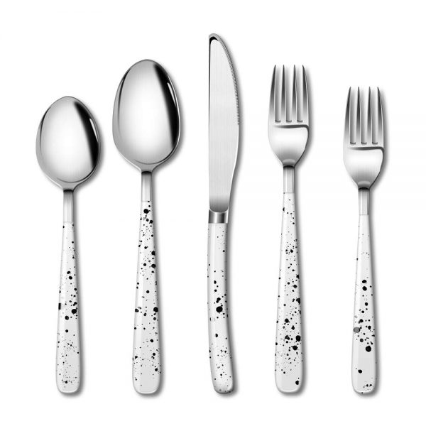 Jacriah Silverware Flatware Cutlery Set, Stainless Steel Utensils, Include Knife/Fork/Spoon, Mirror Polished, Dishwasher Safe (30, White)