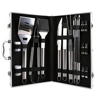 Aokpsrt 20PCS BBQ Grill Accessories Tools Set Stainless Steel Grill Tool Kit with Case for Smoker, Camping and Kitchen