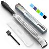 Lemon Zester & Cheese Grater – Premium Stainless Steel - A Sharp Kitchen Tool for Ginger, Garlic, Nutmeg, Chocolate, Vegetables, Fruits, Dishwasher Safe, Black