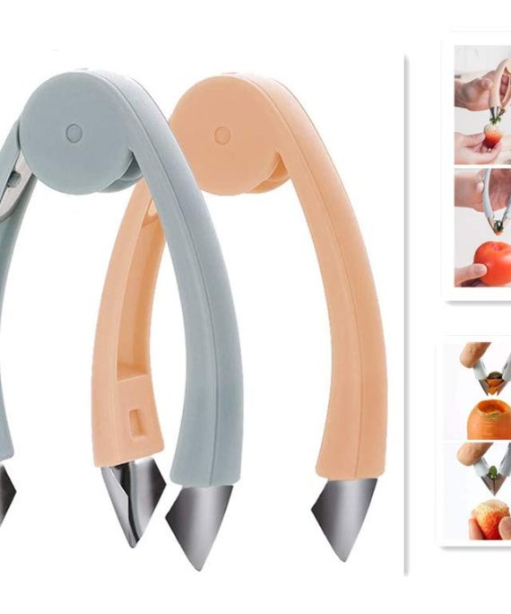 Huller，Pineapple Eye Peeler Remover V Shape Strawberry Huller Remover Tomato Carrot Corer Multifunctional Home Kitchen Fruit Tools (blue & pink 2pcs)