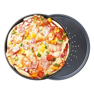 OJelay Pizza Pan with Holes 12 Inch 2 Pack Perforated Pizza Crisper Nonstick Round Pizza Baking Tray