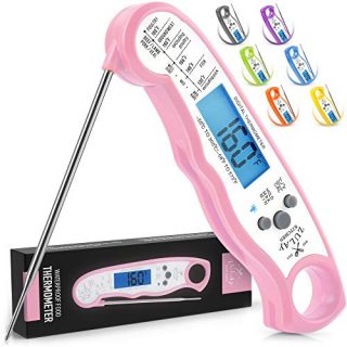 Zulay Digital Meat Thermometer for Grill - (Waterproof) Instant Read Food Thermometer with Backlight Display & Internal Magnet Mount - Cooking Thermometer for Meat, Kitchen, Outdoor & BBQ - Pink