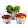 Ovente Stainless Steel Deep Colander 3 Piece Kitchen Strainer Set, Dishwasher Safe 1.5, 3, and 5 Quart Bowl Drainer with Handle & Large Stable Base for Flour Sifter, Pasta, Vegetable, Silver