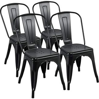Yaheetech Iron Metal Dining Chairs Stackable Side Chairs