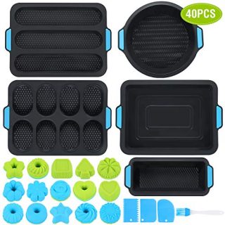 Duerer Silicone Bakeware Set, Cake Molds for Baking, Nonstick Baking Pans Tray, Food Grade Donuts Toast Muffin Pizza Tiramisu Mold Best Gift for Party, BPA Free