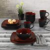 Gibson Soho Lounge 16-Piece, Square Reactive Glaze Dinnerware Set - Image 7