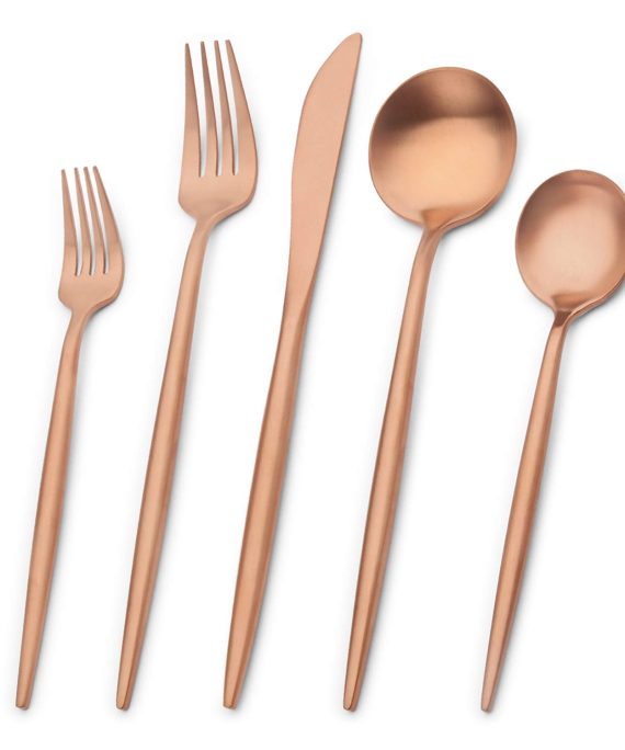Matte Rose Gold Silverware Set GIOCOCO, 20-piece Stainless Steel Kitchen Flatware Set, Utensils Service for 4, Tableware Cutlery Set for Home, Restaurant Dishwasher Safe