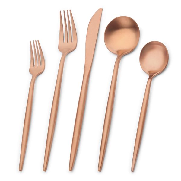 Matte Rose Gold Silverware Set GIOCOCO, 20-piece Stainless Steel Kitchen Flatware Set, Utensils Service for 4, Tableware Cutlery Set for Home, Restaurant Dishwasher Safe