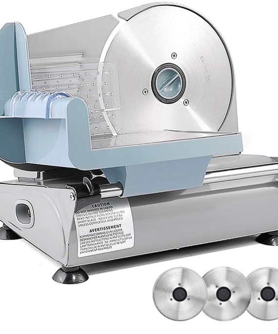 Meat Slicer for Home Use, Sophinique Electric Deli Food Slicer with 3 Removable 7.5’’ Stainless Steel Blades, 150W Adjustable Thickness Slicer Machine for Meat, Cheese, Bread and Fruit (3 Blades)