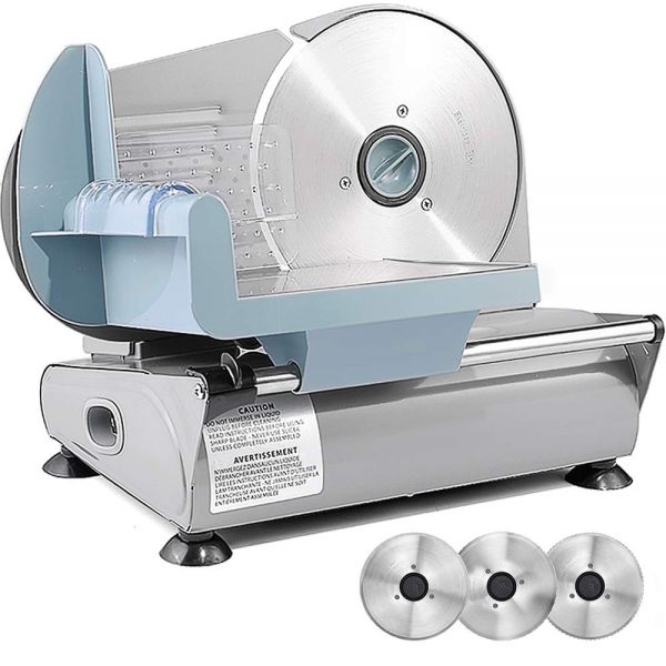 Meat Slicer for Home Use, Sophinique Electric Deli Food Slicer with 3 Removable 7.5’’ Stainless Steel Blades, 150W Adjustable Thickness Slicer Machine for Meat, Cheese, Bread and Fruit (3 Blades)
