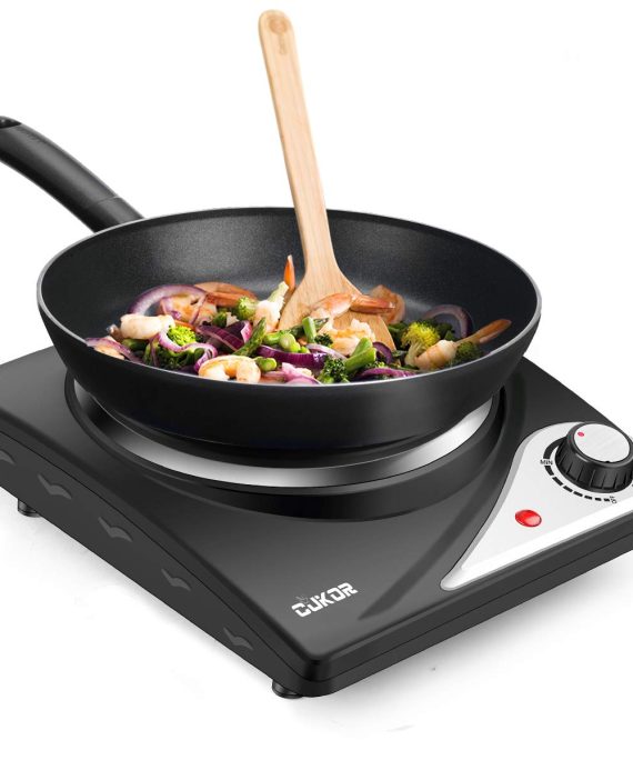 CUKOR Hot Plate,Electric Single Burner for Cooking,1500W Portable Electric Stove,cast-iron,Stainless Steel Non-Slip Rubber Feet