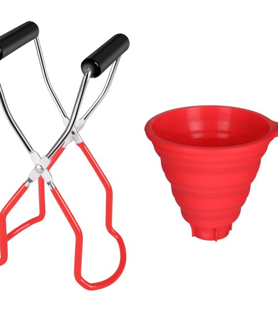 Canning Jar Lifter, Stainless Steel Tongs and Silicone Collapsible